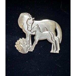 Vint Sterling Silver McClelland Barclay Horse Mare & Foal Brooch